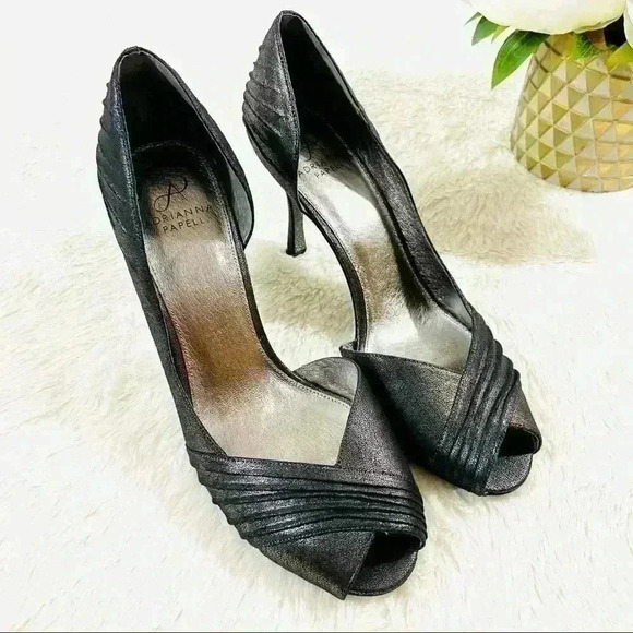 Adrianna Papell Gun Metal D’orsay Peep Toe Pumps 1950’s Pinup Heels Size 10M - Picture 3 of 12